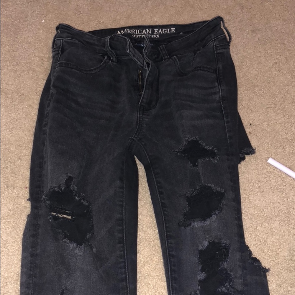 american eagle black ripped jeans